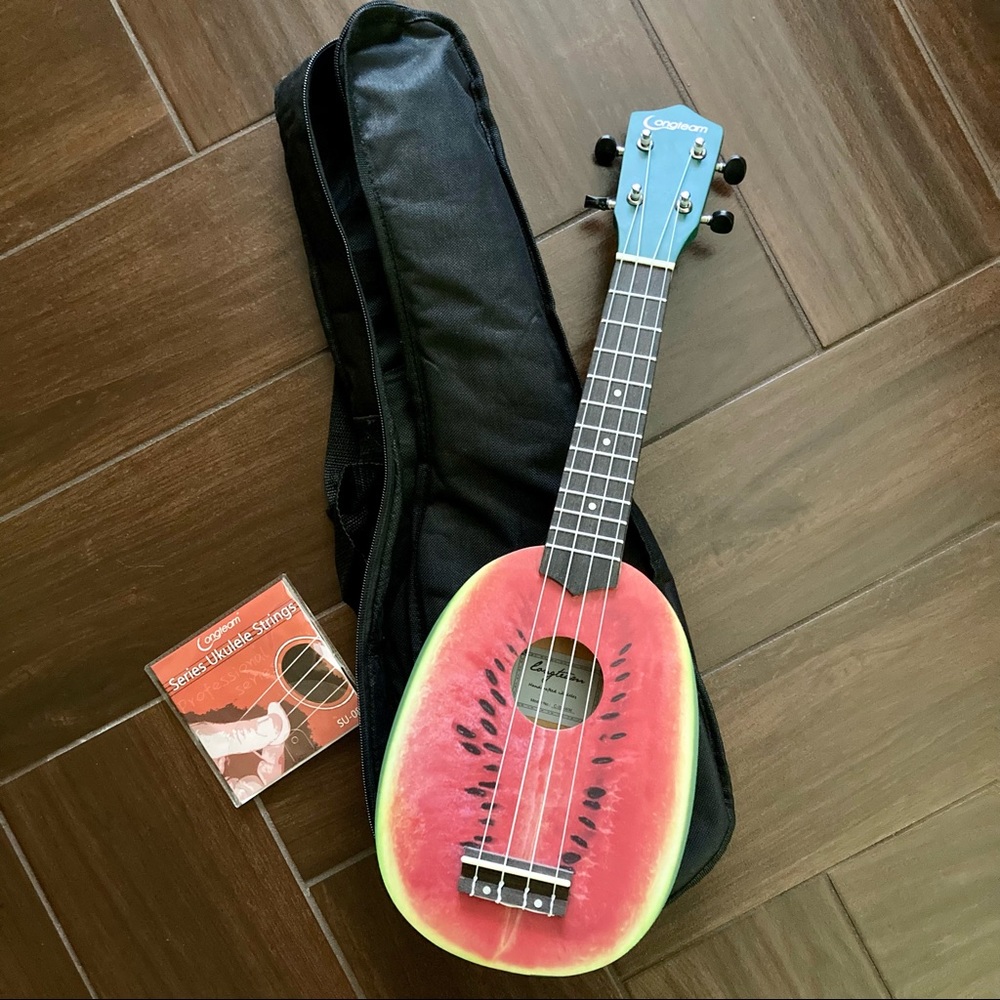 Adorable Watermelon Soprano Ukulele with Case and Extra Strings